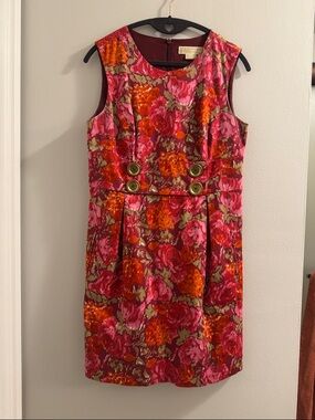 Michael Kors Sleeveless Shift Dress in Pink & Orange